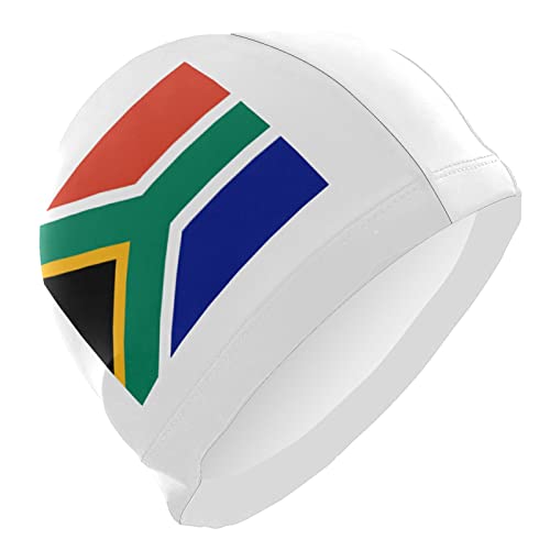 Dallonan Badekappe Südafrikanische Flagge Weiß Unisex Erwachsene Badekappe Polyester von Dallonan