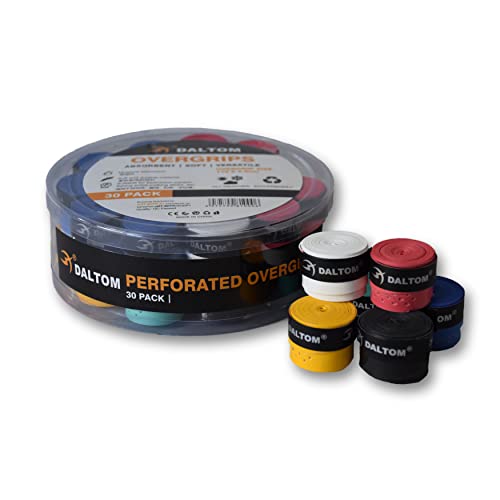 Daltom Tennis Griffband 30 Stück - 6 verschiedene Farben - aus rutschfestem PU-Material - Griptape für Badminton - bequem, luftdurchläßig und schweißabsorbierend von Daltom