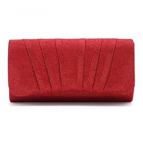 Damara Shimmert Mitte Falten Damen Clutch Handtasche,Rot von Damara