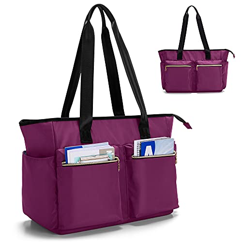 Damero Lehrer Schultertaschen, Lehrer Tasche Laptop Handtasche mit mehreren Taschen für Damen, Schule, Büro, Lila von Damero