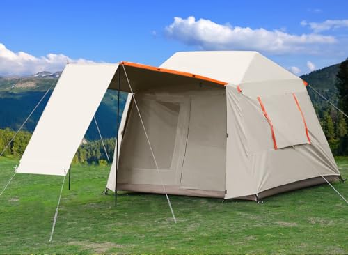 Campingzelt, 3/4 Personen, sofortiges Kabinenzelt, einfach aufzubauen, Pop-Up-Zelt für Camping, 3–4 Personen, Familiencamp-Zelt mit Vorraum und Regenfliege von DanCoom