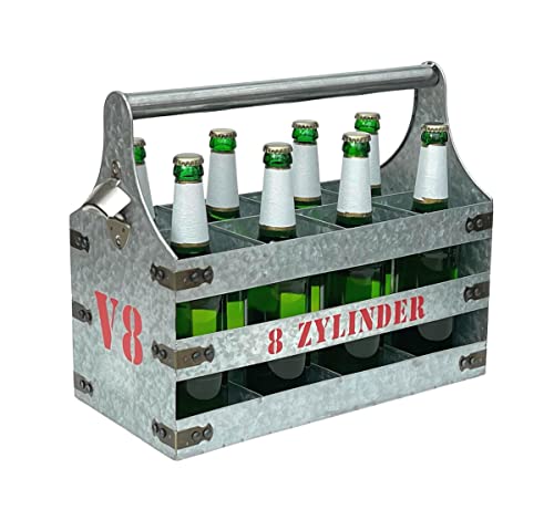 DanDiBo Bierträger Metall mit Öffner Flaschenträger 8 Zylinder V8 96404 Flaschenöffner Flaschenkorb Männerhandtasche Männergeschenke von DanDiBo