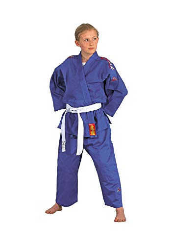 DanRho Judogi Yamanashi blau mit Schulterstreifen 140 von DanRho