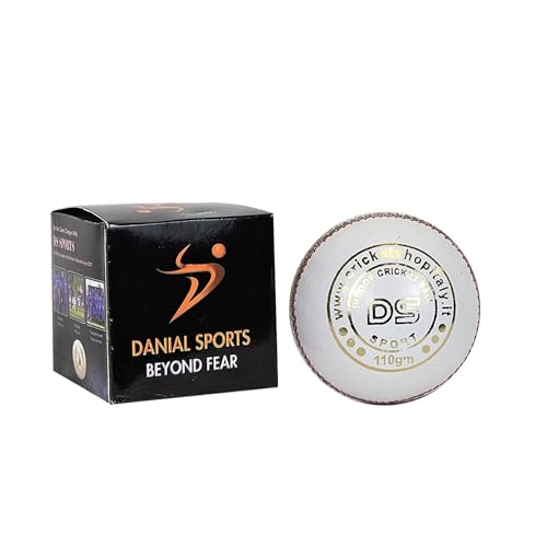 Danial Sport Cricket Ball Indoor Leather White 110g (1-Ballpack), handgefertigt für Senioren oder Junioren (weiß) von Danial Sport