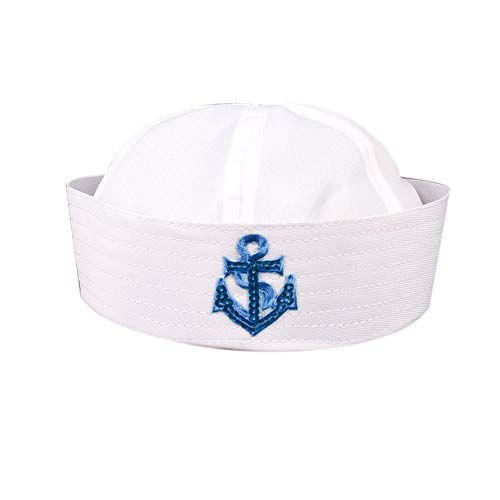 Weißes Sailor Hut Schiff Boot Navy Marine Sailor Cap Nautical Cap Für Frauen Männer (Erwachsene 58cm) von Danlai