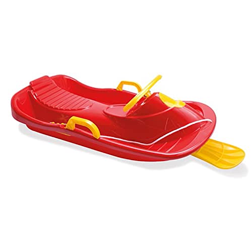 Dantoy - Lenkschlitten für Kinder ab 3 Jahren - Rot und Gelb - Mit Lenkrad und Bremsen und Seil mit Griff - Kinderschlitten für den Wintersport - Der Schlitten Wird in Dänemark hergestellt. von Dantoy