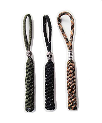 Danuland Taschenmesser mit Alloy Skull Beads,Handgefertigte Lanyards Anhänger für Jagdmesser/Outdoor Zahnrad/Reißverschluss/Schlüsselanhänger/Kamera/Zelle,3 Teile von Danuland
