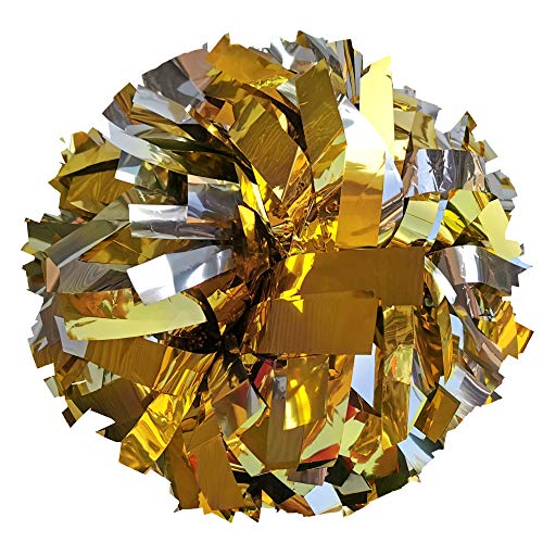Danzcue 15,2 cm Metallic Cheerleading-Pompons mit Taktstockgriff, 2 Stück (Einheitsgröße, Gold-Silber) von Danzcue