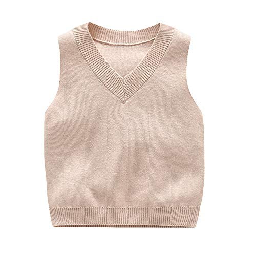 DaobaKIDS Kinder V-Ausschnitt Strickweste Jungen Ärmellos Pullover Gestrickte Pullunder Strickpullover Oberteile Weste Top Strickwaren von DaobaKIDS