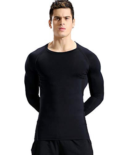 DaobaMEN T-Shirt Herren Rundhalsausschnitt Basic Tshirt Übergrößen für Männer mit Übergröße Groß Kompressions Langärmliges Oberteil M - 6XL von DaobaMEN