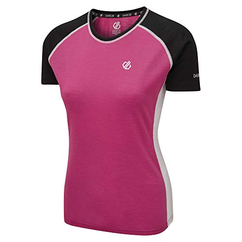 Dare2b Damen Dwt494 I4r08l Fixate Short Sleeve T-Shirt/Polos/Unterhemden, Active Pink/Schwarz, 34 von Dare 2b