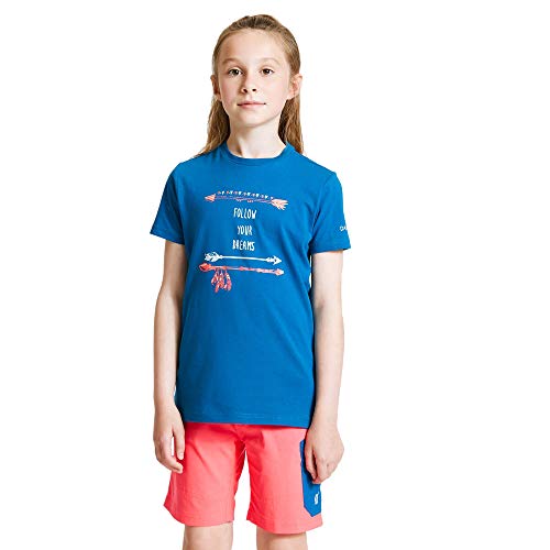 Dare 2b Unisex Kinder Dkt426 08lc05 Go Beyond' Printed Cotton Casual T-Shirt/Polos/Unterhemden, blau (Petrol Blue), 5-6 von Dare 2b