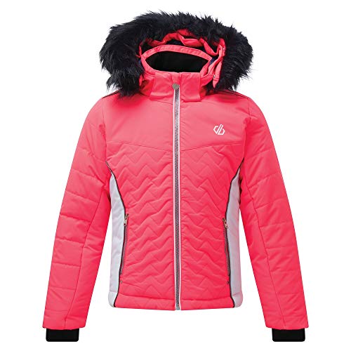 Dare 2b Kinder Snowdrop Waterproof Breathable Taped Seams Quilted Insulated Jacket Jacken, Neon-Pink/Weiß, 3-4 von Dare 2b