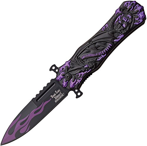 Dark Side Blades Erwachsene Taschenmesser Purple Black Dragon Claw, Klingenlänge: 8, 89 cm, DS-A049PE, Mehrfarbig, M von Dark Side Blades