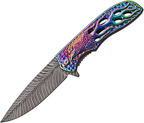 Dark Side Blades Erwachsene Taschenmesser Rainbow Hawk, Klingenlänge: 9, 53 cm, DS-A043RB, Mehrfarbig, M von Dark Side Blades