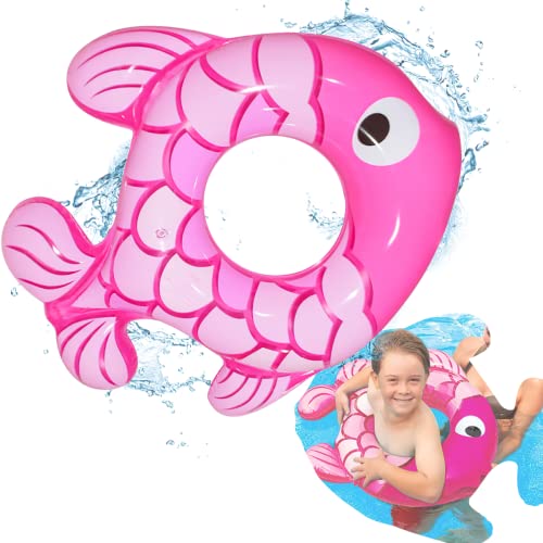Schwimmring Fisch,Darryy Schwimmreifen Kinder 3-6 Jahre,Schwimmring Klein,Schwimmhilfen Pool-Party, Schwimmring Bunt Fashy,Rettungsring, Kindergeburtstag,Kindergeburtstagsgeschenke (Rosa) von Darryy