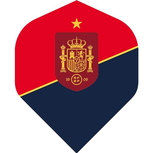 Darts Corner RFEF Espana International Football Team Dart-Flights, offizielles Lizenzprodukt Spanien, Standard Nr. 2, 100 Mikron Flight F3, Rot und Blau, 1 Set mit 3 Flights (F4013) von Darts Corner