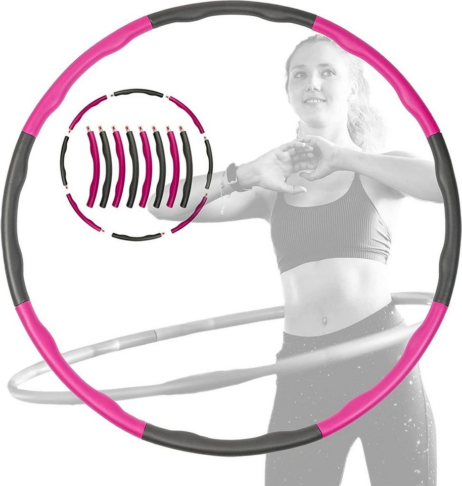 Daskoo Hula-Hoop-Reifen steckbarer Hula Hoop Fitness Reifen, 8-teilig abnehmbar Ø 95 cm, Bauchtrainer für Erwachsene zur Gewichtsreduktion und Massage von Daskoo