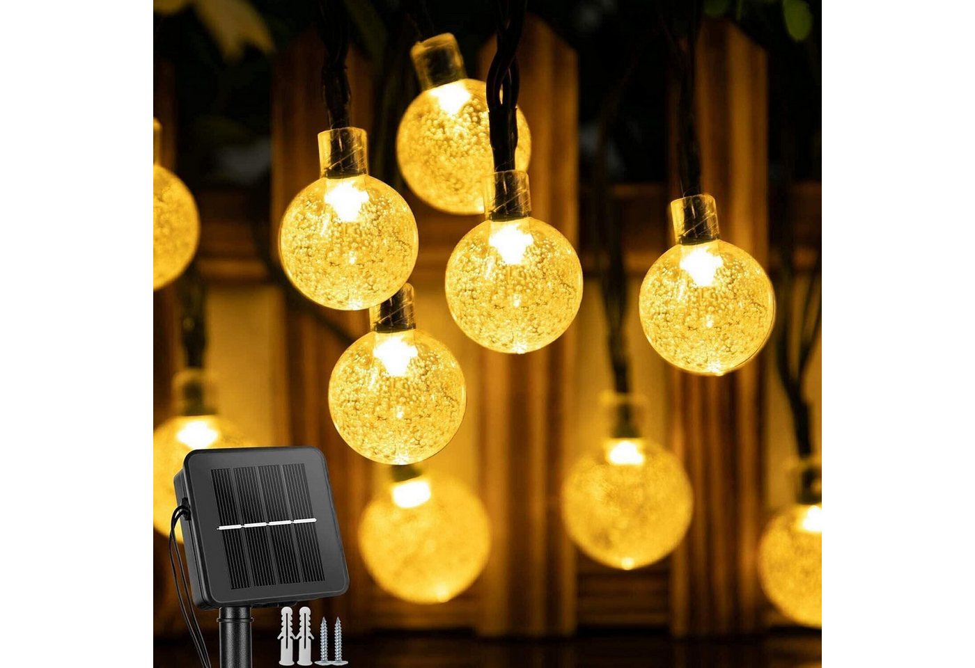 Daskoo LED-Lichterkette 15m 80LED Solar Globe Ball Saite Feenlichter Party Weihnachten Outdoor, 80-flammig, Wasserdichte von Daskoo