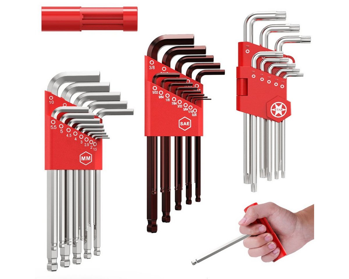 Daskoo Stiftschlüssel Innensechskantschlüssel 35tlg Set Satz Inbus Imbus Steckschlüssel (35 St), (inklusive S2-Material) von Daskoo