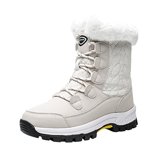 Dasongff Damen Winterstiefel Winter Warm Gefütterte Schneestiefel Winterschuhe Warme Kurzschaft Stiefeletten Boots Schuhe Kurzschaft Stiefel Flach rutschfeste Wanderschuhe von Dasongff