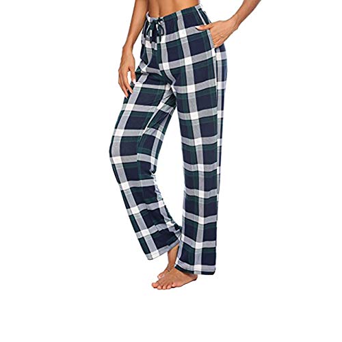 Dasongff Schlafanzughosen für Damen Lang Schlafanzug Pyjama Hose Pyjamahosen Soft Nachtwäsche Hose Karierte Schlafhose Bottoms mit Elastischer Taille Freizeithose von Dasongff