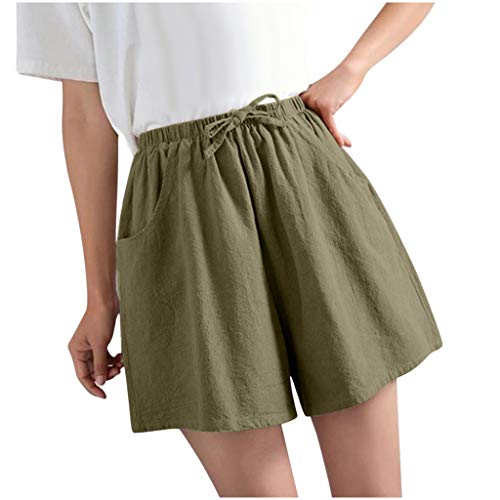 Dasongff Shorts Damen Sommer Kurze Hose Bermuda Uni-Farben Elastische High Waist Hotpants Teenager Mädchen Lose Hot Pants Casual Fit Strandhosen mit Tasche Laufshorts von Dasongff