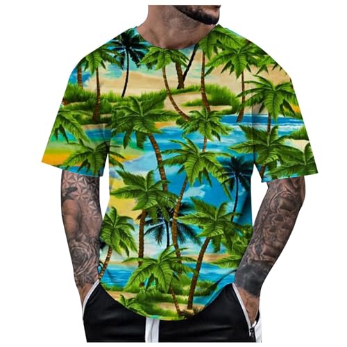 Tshirt Herren Lustig, Laufshirt Herren, Vintage Casual Oberteil Kurzarmshirt Freizeit Lässig Tshirt Sportshirt Hawaii-Aufdruck Kleidung Outfit Modische Sommerkleidung von Dasongff