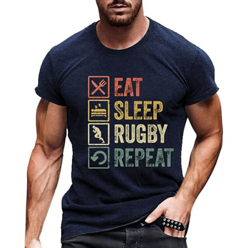 Weisse Tshirts Herren, Muskelshirts Herren, Sommer Oberteil Kurzärmeliges T-Shirt Freizeit Tshirt T-Shirt Rugby English Letter Street Hip Hop Sportshirt Kleidung Outfit Modische Sommerkleidung von Dasongff