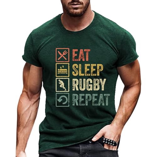 Weisse Tshirts Herren, Muskelshirts Herren, Sommer Oberteil Kurzärmeliges T-Shirt Freizeit Tshirt T-Shirt Rugby English Letter Street Hip Hop Sportshirt Kleidung Outfit Modische Sommerkleidung von Dasongff
