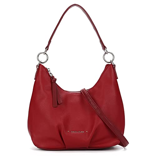 David Jones - Damen Hobo Schultertasche - Frau Handtasche PU Leder - Umhängetasche Mittelgroße Lange Henkel - Tasche Beuteltasche Schultergurt - Designer Retro Einfache Klassische Elegante - Rot von David Jones