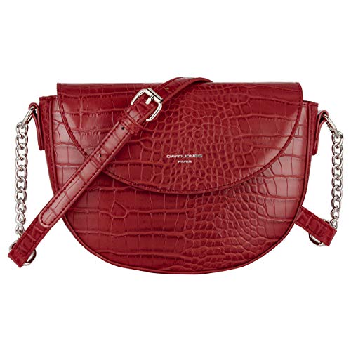 David Jones - Damen Kleine Krokodil Umhängetasche - Frauen Schultertasche PU Leder Halbe Runde Halbmond - Messenger Crossbody Bag Pochette Clutch Citytasche Abendtasche Mode Elegante - Rot von David Jones