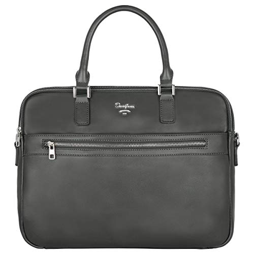 David Jones - Herren Aktentasche - Mann Business Tasche PU Leder Arbeitstasche - 15 Zoll Laptoptasche Große Umhängetasche - A4 Schultertasche Henkeltasche Handtasche Messenger Arbeit Büro - Grau von David Jones