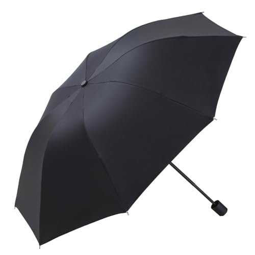Einfarbig Regenschirm Sonnenschutz Umbrella Sturmfest Regenschirm Damen Faltbarer Regenschirm Windproof Umbrella Reise Regenschirm (Schwarz,M) von Dawwoti