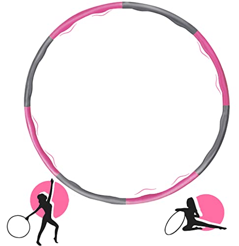 Hula Hoop Reifen Erwachsene 8 Segmente Abnehmbarer Fitness Hoop Sport Bauchtrainer, Fitness Reifen Hoop für Erwachsene & Kinder zur Gewichtsabnahme und Massage Rosa (1,2 kg) von DayPlus
