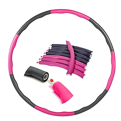 Hoola Hoop, Smart Hula Fitness Hoop, 6-8-Teiliger Abnehmbarer Reifen, Einstellbar Breit 73–95 cm beschwerter Hula-Hoop-Reifen für Fitness Erwachsene und Kinder (Rosa) von DayPlus
