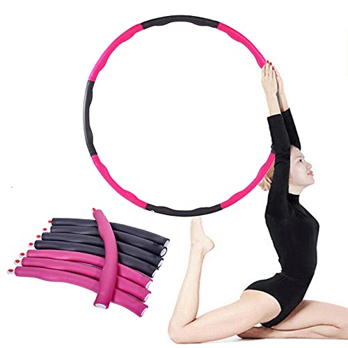 Hoola Hoop Reifen, Fitness Hula Reifen Smart Hoola Hup Reifen zur Gewichtsreduktion und Massage, 6-8 Segmente Abnehmbarer Gym Hoop Hula Ring für Erwachsene & Kinder, Rosa von DayPlus