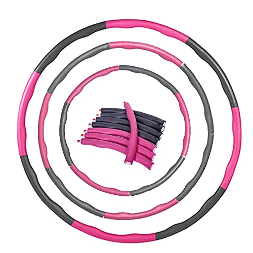 Hulla Hoop Hula Reifen mit Gewicht zum Abnehmen, 8 Abnehmbare Abschnitte Reifen Geeignet für Erwachsene Anfänger und Kinder, Hula Rings für Fitness zur Bauchformung Zuhause Büro | Rosa von DayPlus