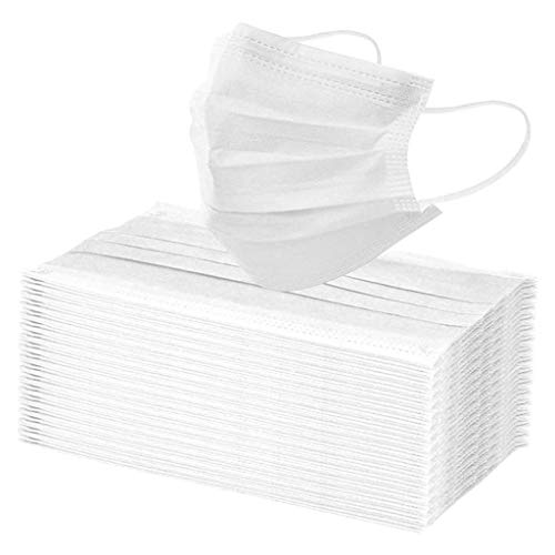 100 Stück Atmungsaktive Einmal-Mundschutz Erwachsene Einzeln verpackt 3-lagig Staubs-chutz Mundbedeckung Bandana Face-Mouth Cover Verstellbarer Halstuch (Weiß) von DeHolifer