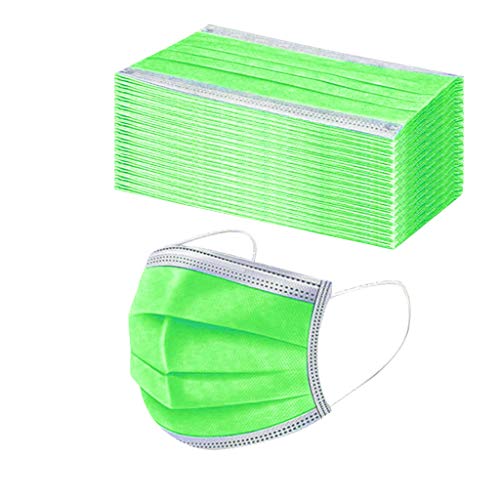 50 Stück Einmal-Mundschutz Mundbedeckung Erwachsene 3-lagig Atmungsaktiv Mund und Nasenschutz Bedeckung Multifunktionstuch Halstuch (50pcs, Grün) von DeHolifer