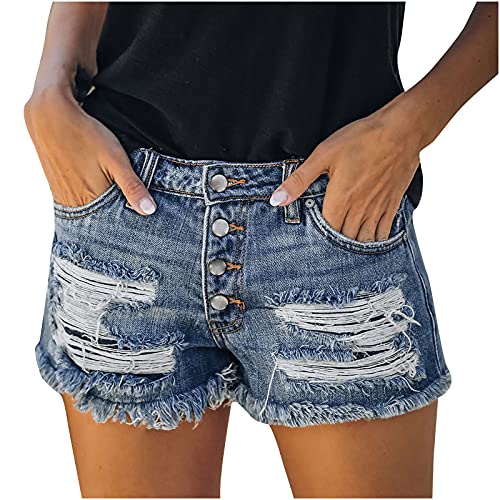 Jeans Shorts Damen Sommer - Kurze Jeanshose Damen High Waist Kurze Hose Damen Jeans mit Löchern Tasche Sexy Hotpants Sommerjeans Damenjeans Lässig Jeansshorts Damenshorts Jeans-Shorts Frauen von DeaAmyGline