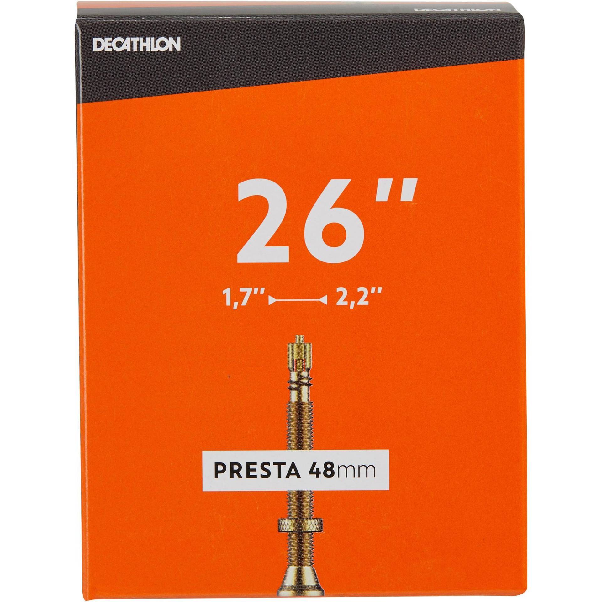 Fahrradschlauch MTB 26 × 1,7/2,2 französisches Ventil (Presta) 48 mm von Decathlon