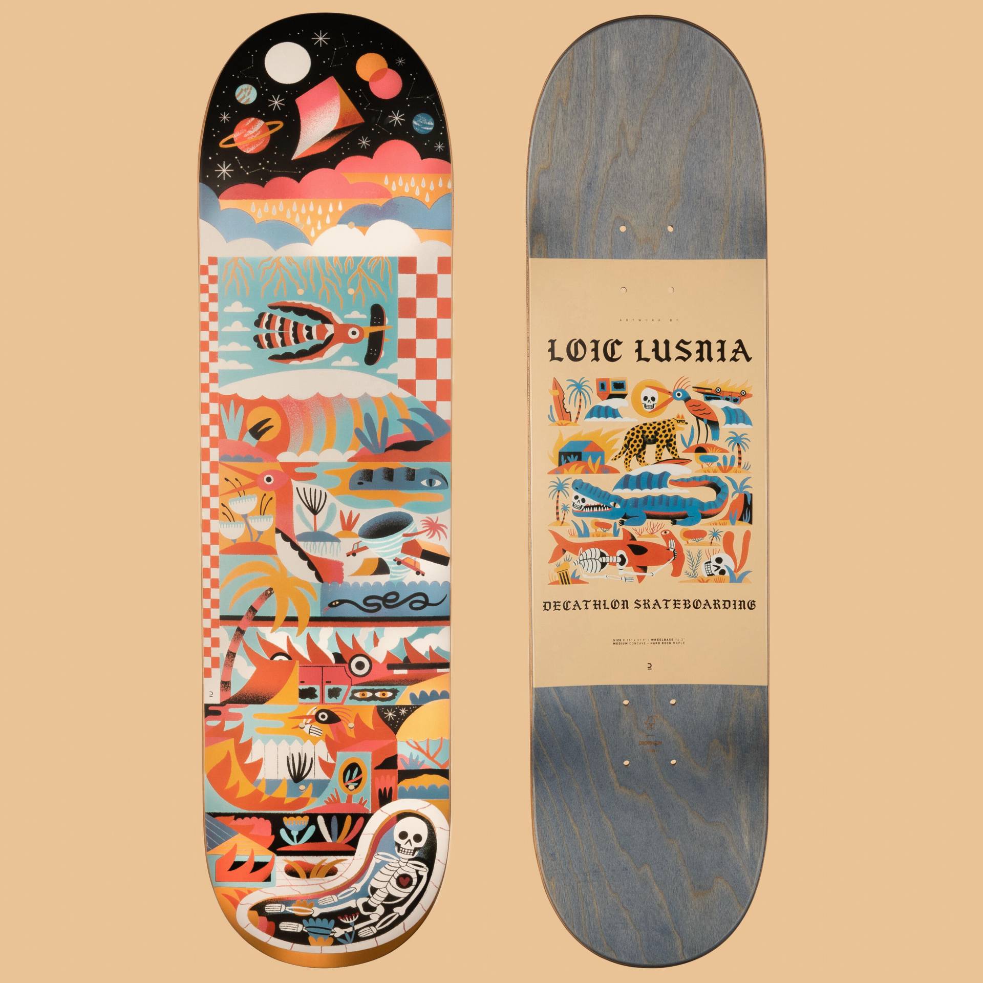 Skateboard-Deck 8,25" - DK500 Ahorn Popsicle Grafik von Loïc Lusnia von Decathlon
