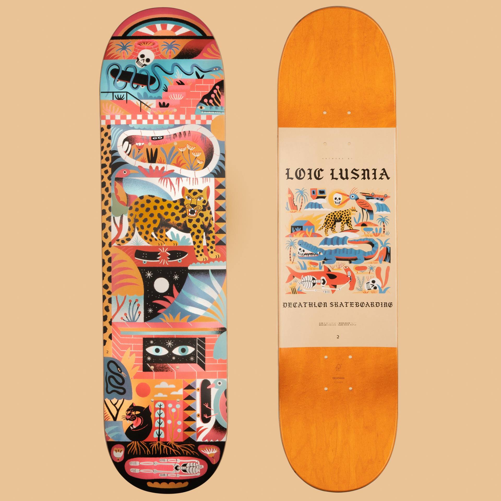 Skateboard-Deck 8" - DK500 Ahorn Popsicle Grafik von Loic Lusnia von Decathlon