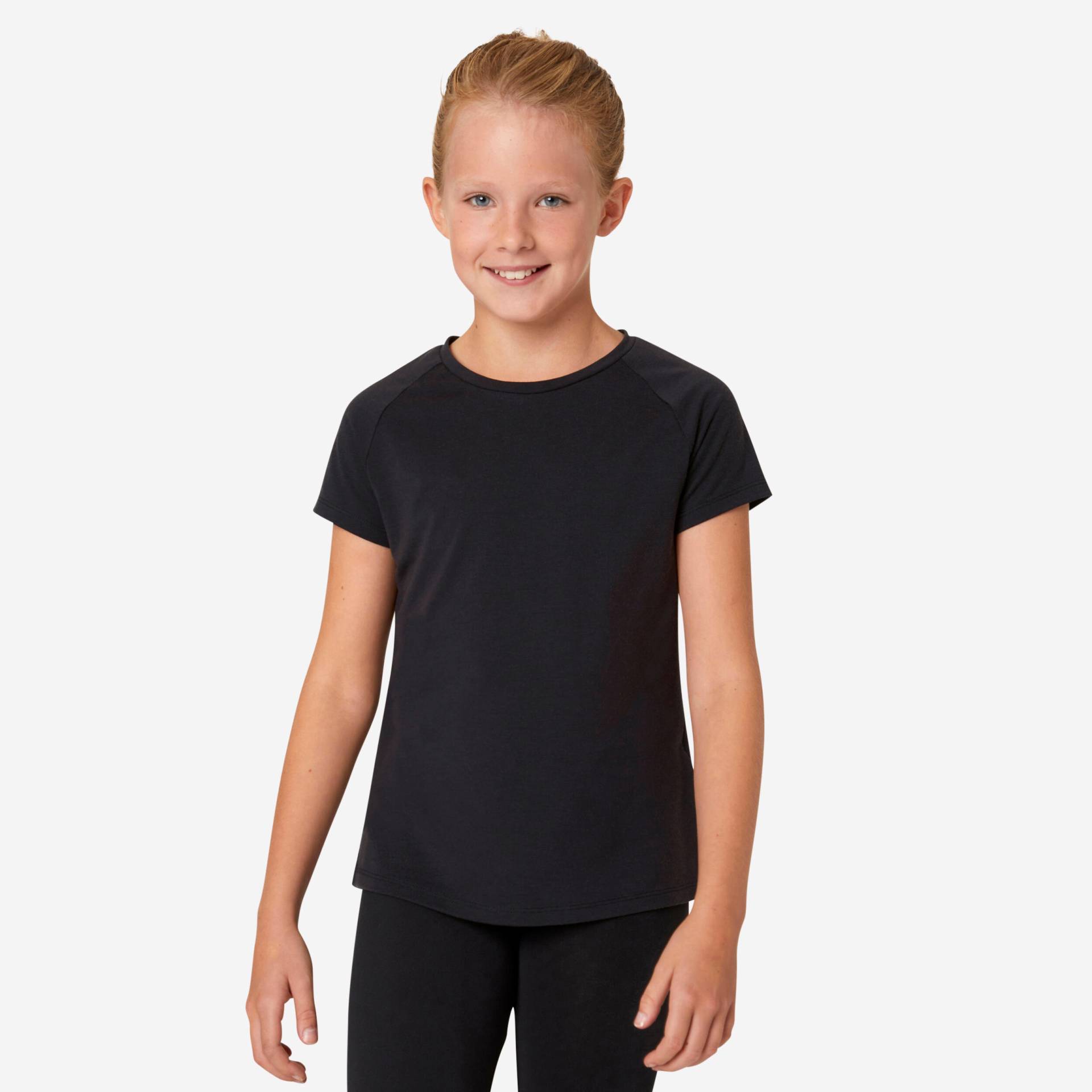 T-Shirt Kinder Mädchen atmungsaktiv - S500 schwarz von Decathlon