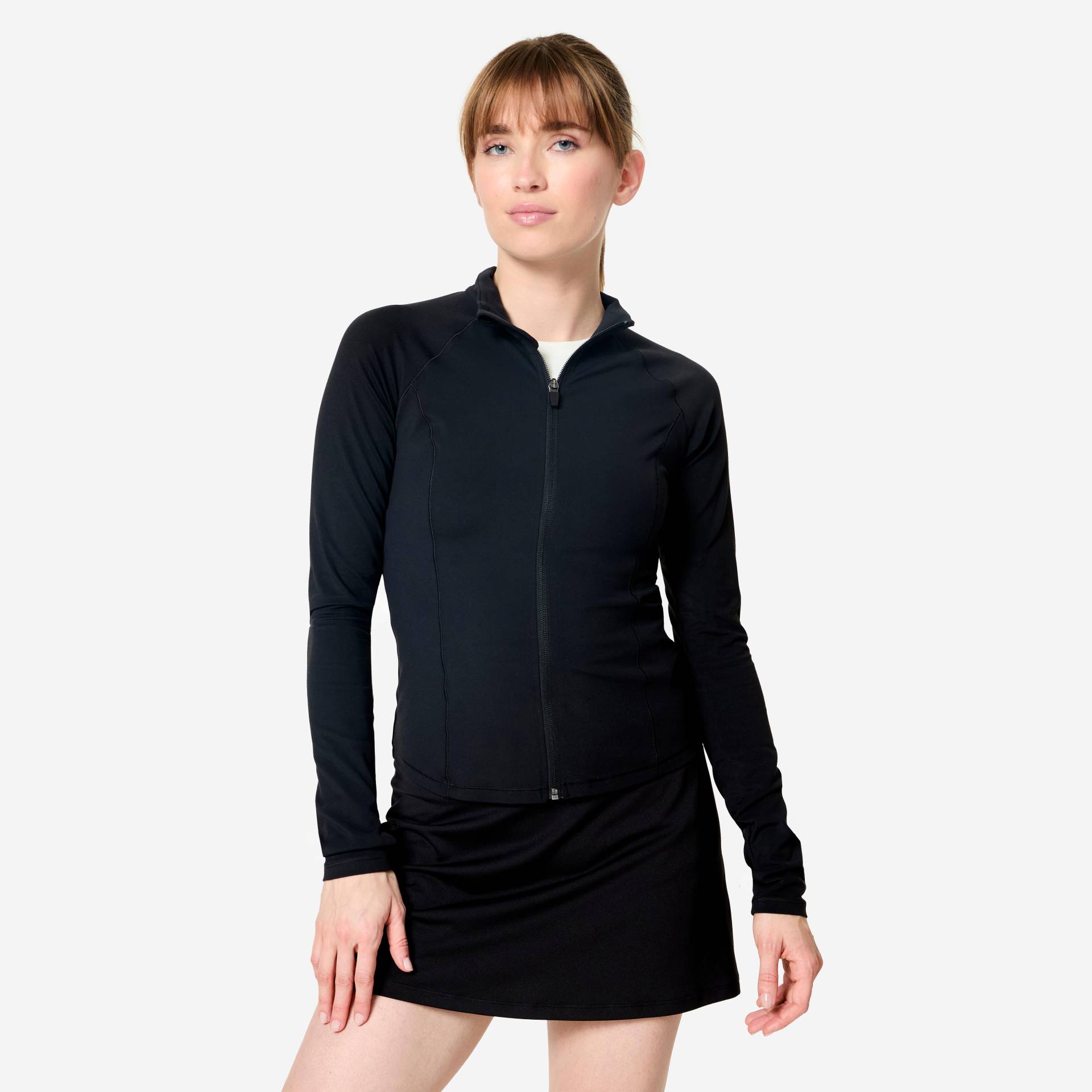 Trainingsjacke Damen tailliert - schwarz von Decathlon