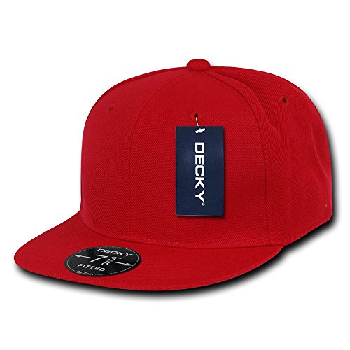 Decky Retro Fitted Caps Kopfbedeckung, Erwachsene/Herren, Retro Fitted Caps Kopfbedeckung – Rot, Größe 26, rot, 26 von Decky