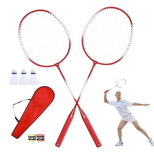 Badmintonschläger Set, 2 Spieler Badmintonschläger Set für Erwachsene Badmintonschläger Set für Männer Frauen Outdoor Freizeit Zubehör Kinder Profi Doppelschläger von Decorhome