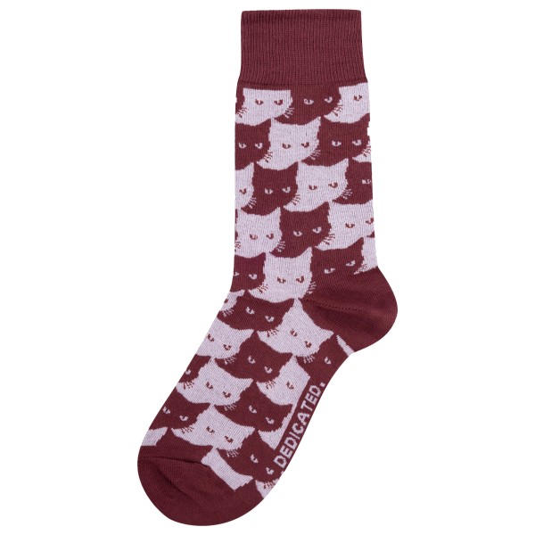 DEDICATED - Socks Sigtuna Pepita Cats - Multifunktionssocken Gr 41-45 rot von Dedicated