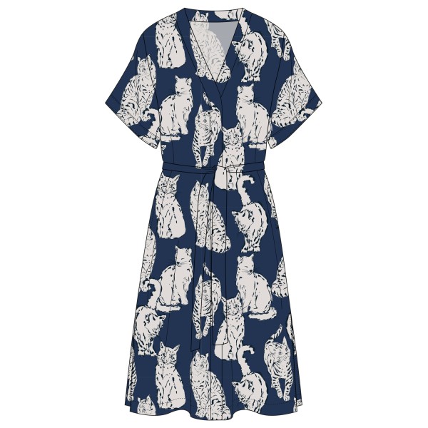 DEDICATED - Women's Dress Kallvik Cats - Kleid Gr S;XS grau/blau von Dedicated